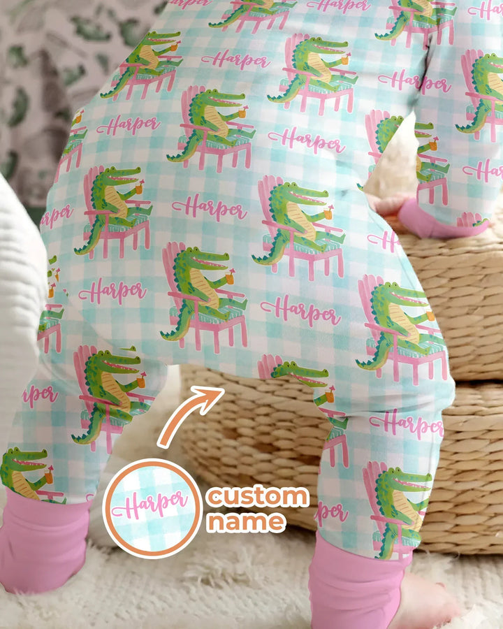 Custom Name Preppy Later Gator Bamboo Convertible Zippy