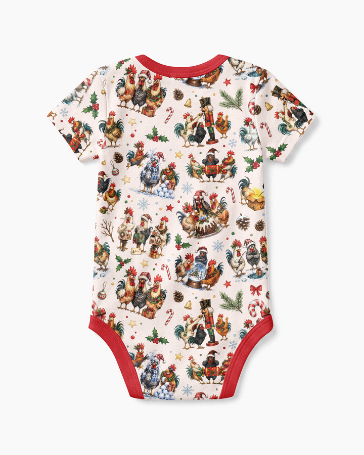 Funny Roosters On Christmas Bamboo Bodysuit