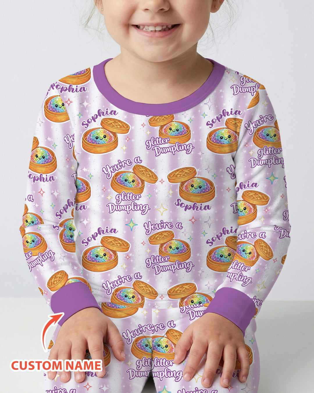 Personalized You're Glitter Dumpling Bamboo Two Piece Long Sleeve Pajama Set