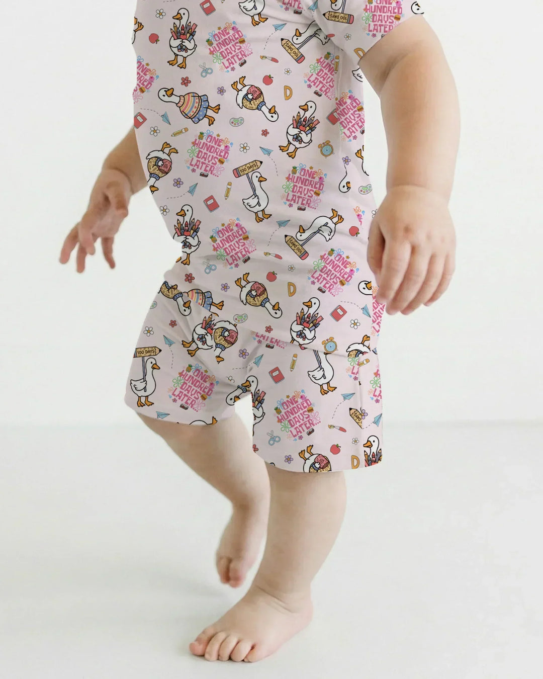 One Hundred Days Later Silly Goose Bamboo Two Piece Short Sleeve Shorts Pajama Set