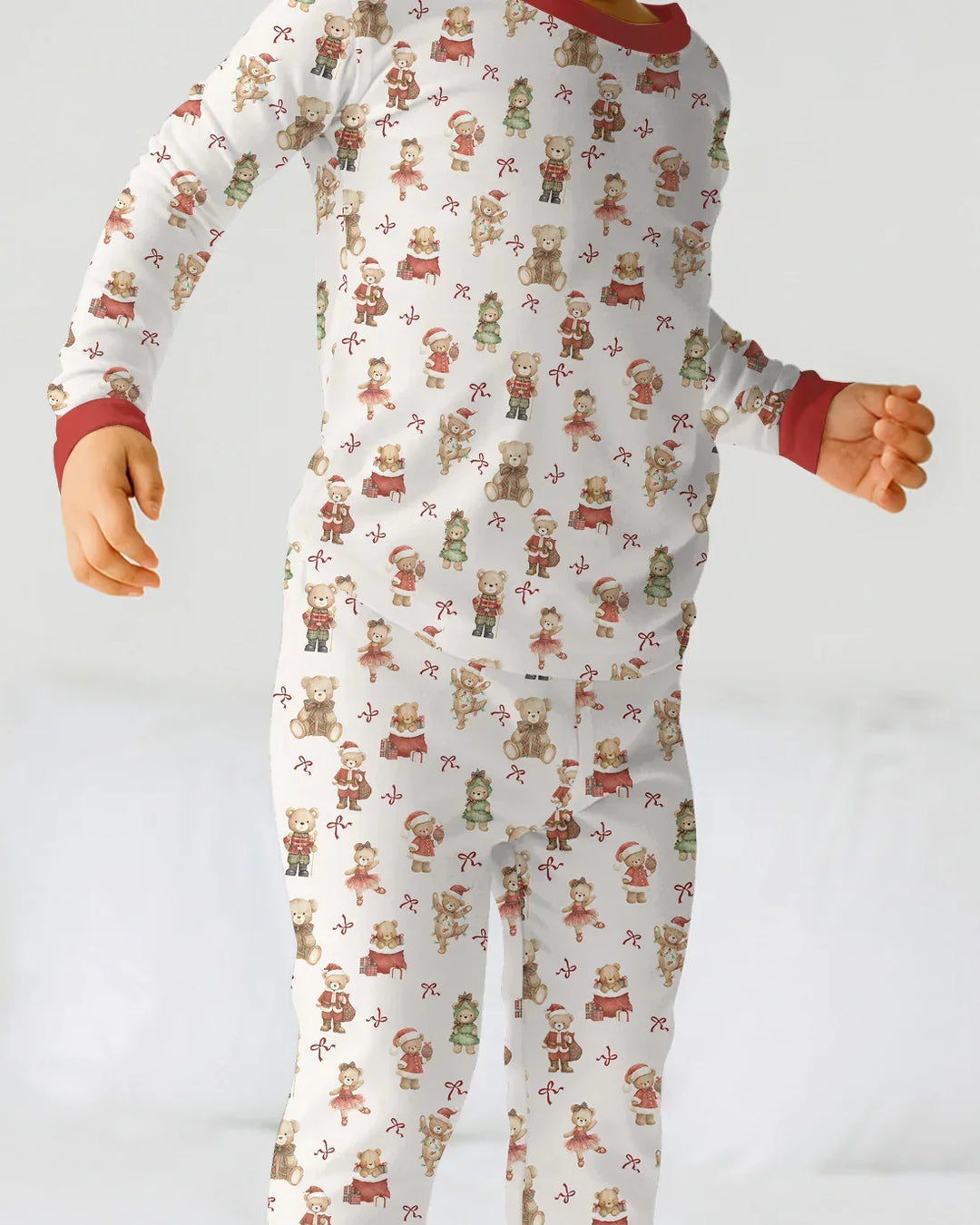 Christmas Teddy Bears Bamboo Two Piece Long Sleeve Pajama Set