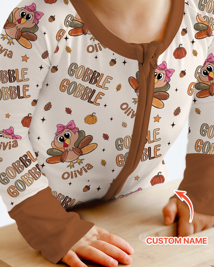 Custom Name Gobble Gobble Bamboo Convertible Zippy