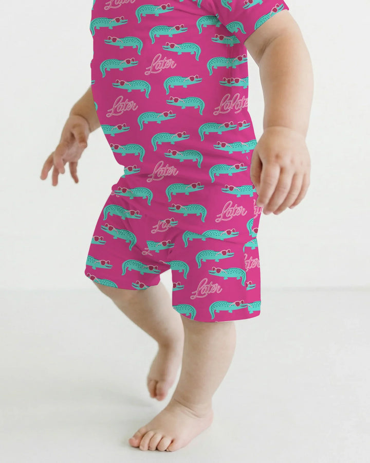 Later Gator Bamboo Two Piece Short Sleeve Shorts Pajama Set