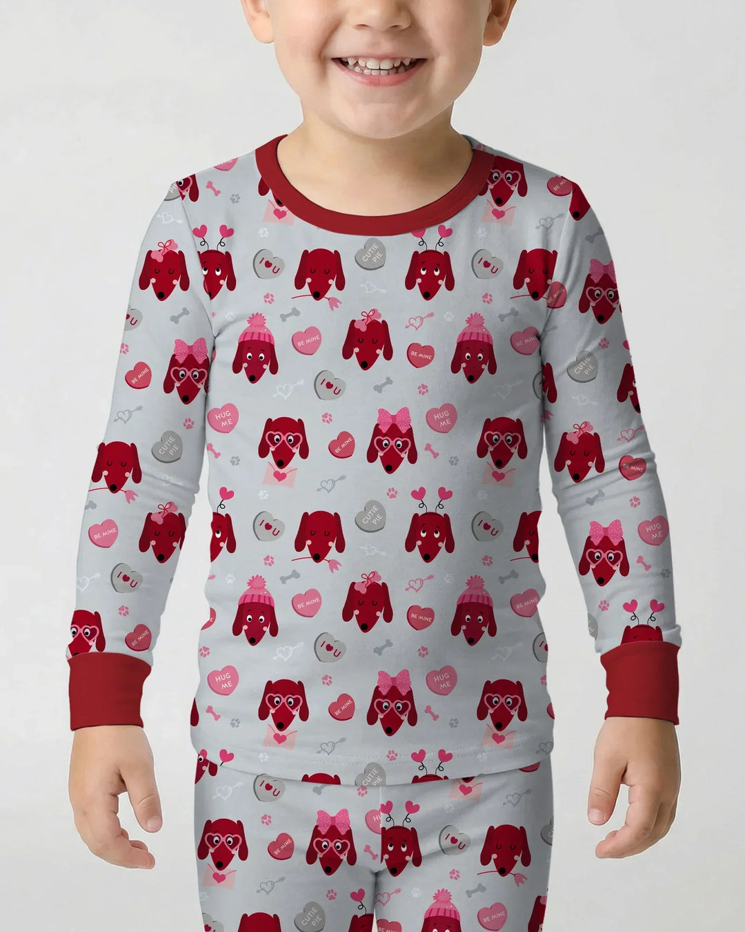 Dachshund Is My Valentine Bamboo Two Piece Long Sleeve Pajama Set