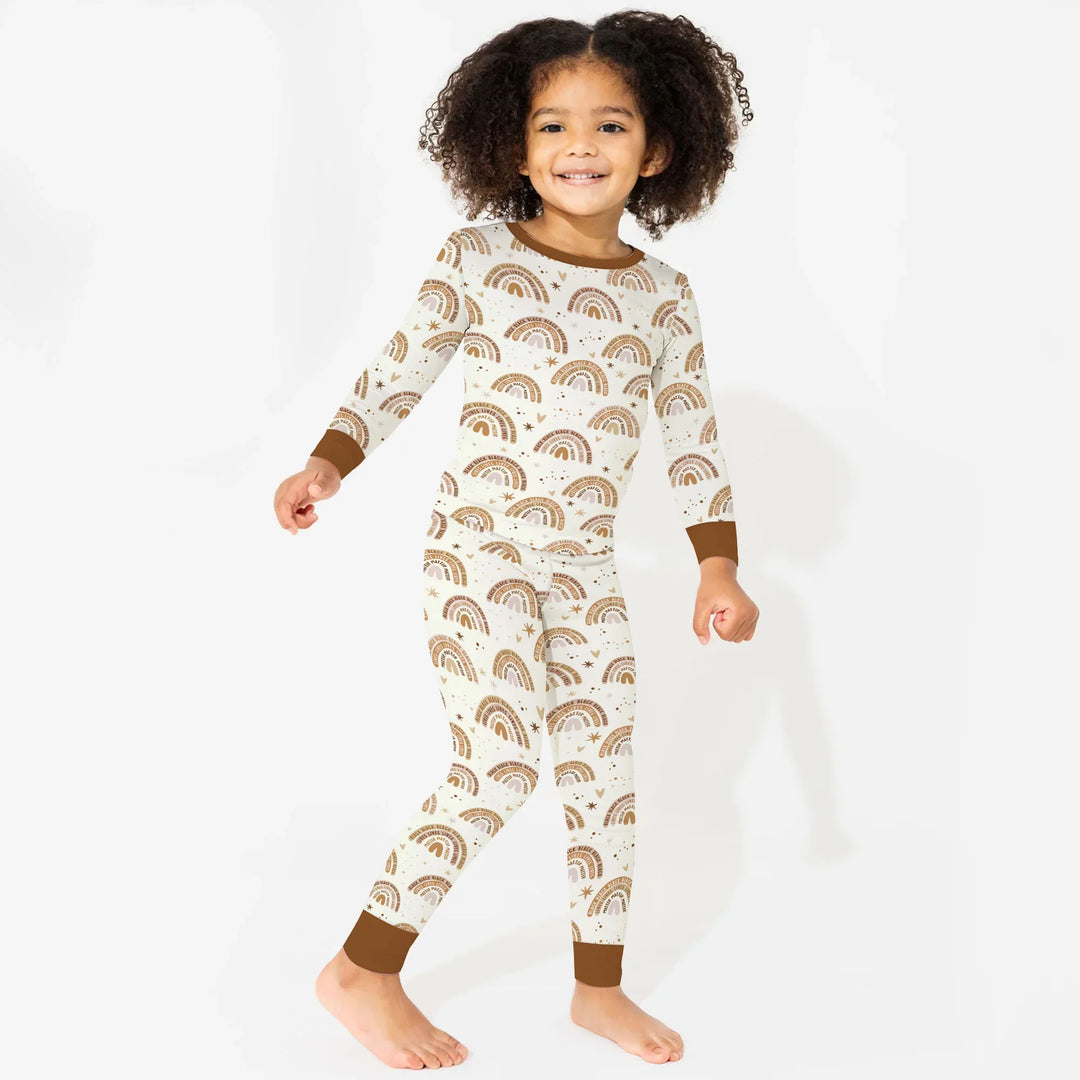 Back Lives Matter Rainbow Bamboo Two Piece Long Sleeve Pajama Set
