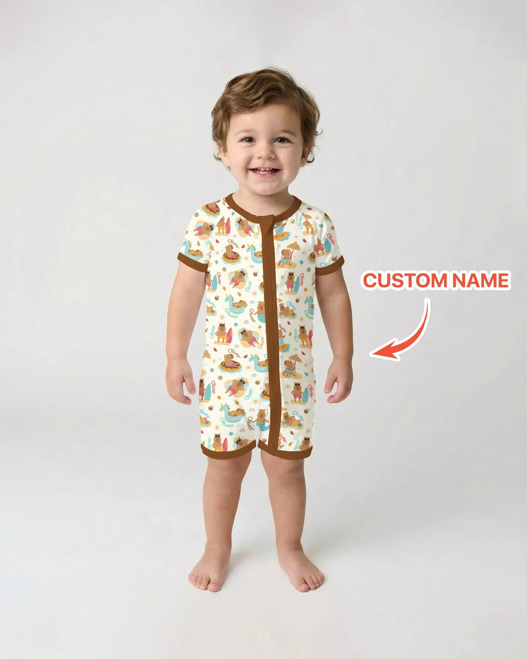 Don't Worry, Be Capy Custom Name Bamboo Shorty Zippy