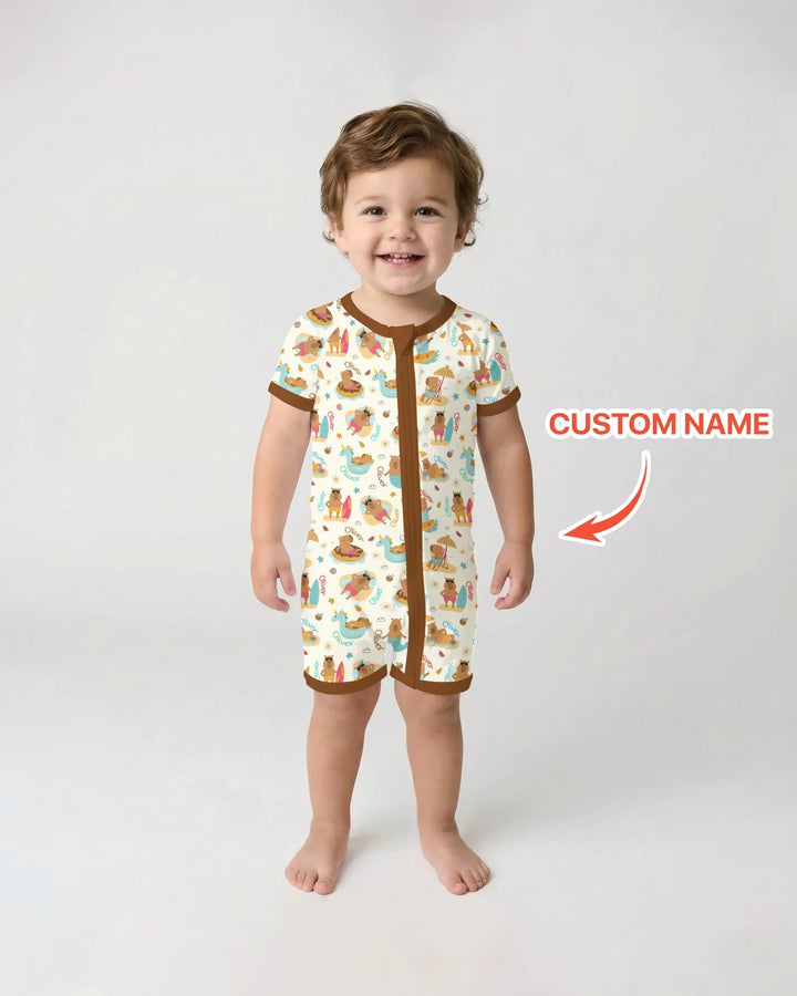 Don't Worry, Be Capy Custom Name Bamboo Shorty Zippy