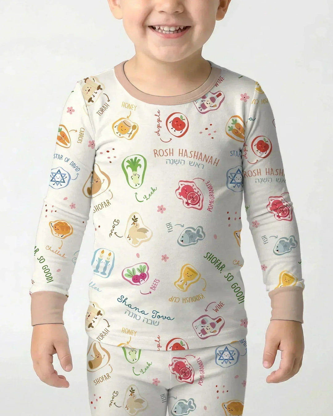 Happy Rosh Hashanah Bamboo Two Piece Long Sleeve Pajama Set