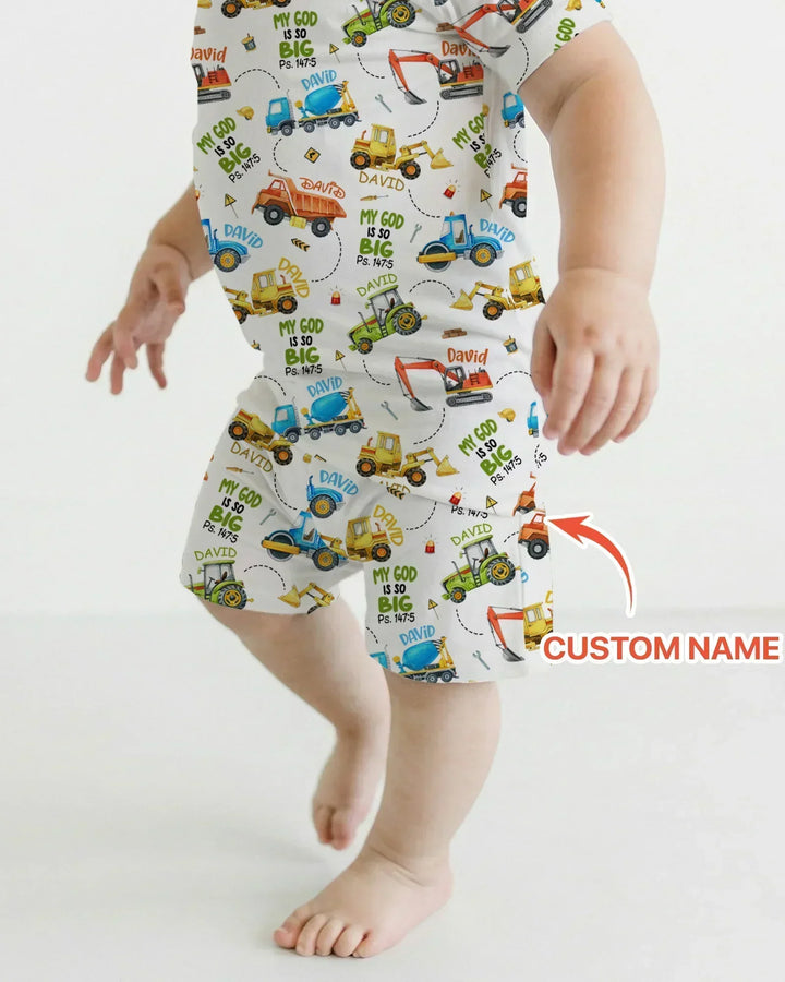 My God Is So Big Custom Name Bamboo Two Piece Short Sleeve Shorts Pajama Set