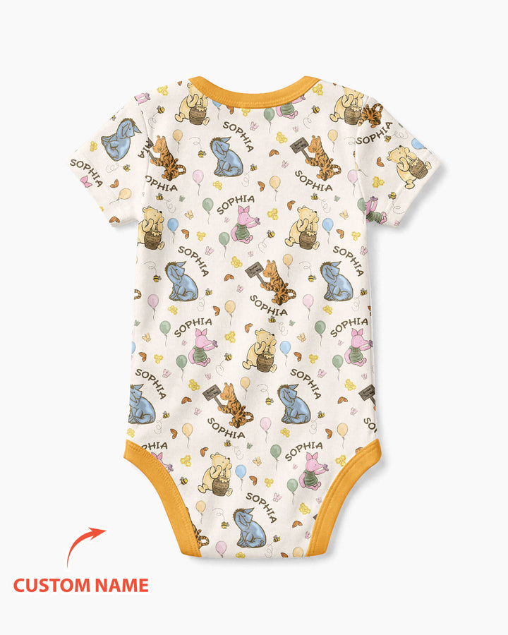 Little Things, Big Love Classic Bear Custom Name Bamboo Bodysuit