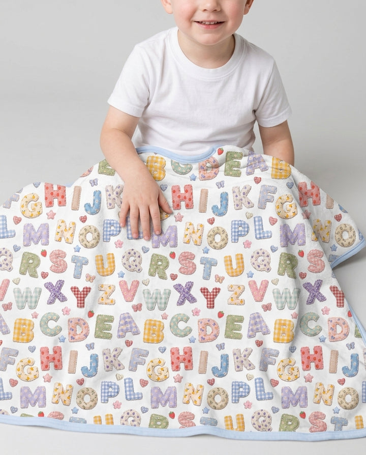 Fabric Alphabet Letters Bamboo Blanket