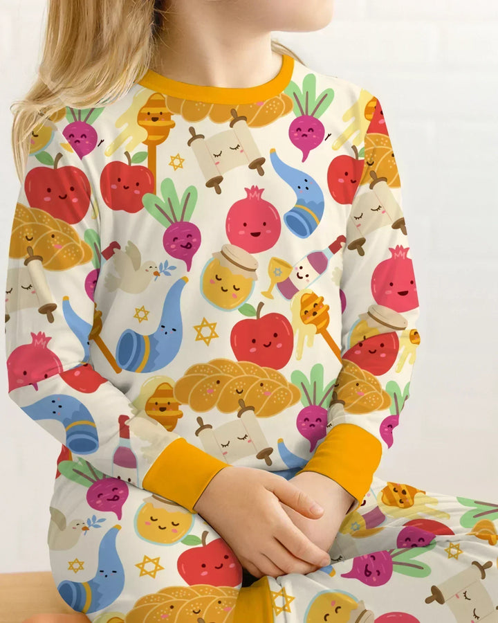 Shana Tova Rosh Hashanah Bamboo Two Piece Long Sleeve Pajama Set