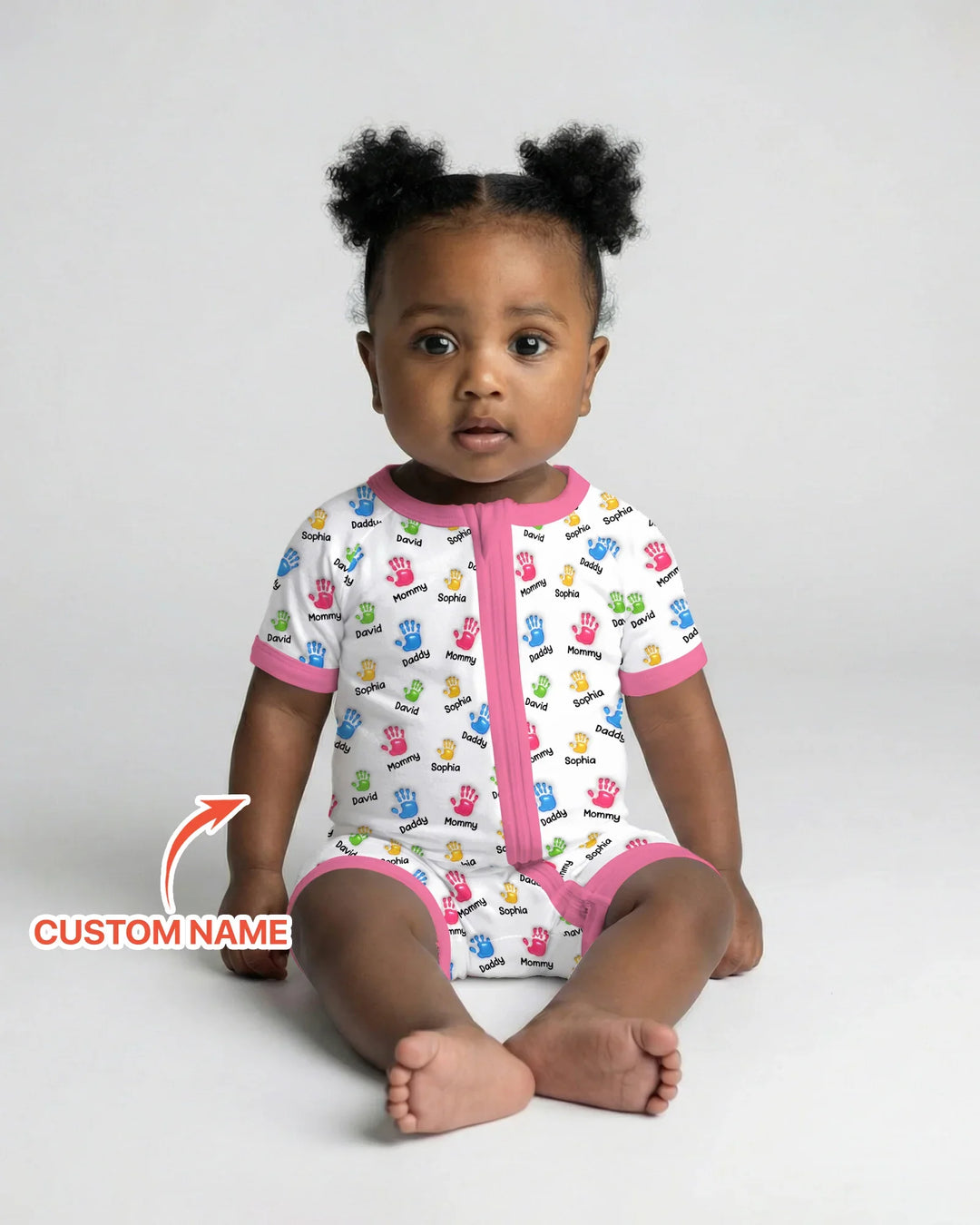 First Mother Day - Handprints Bamboo Shorty Zippy