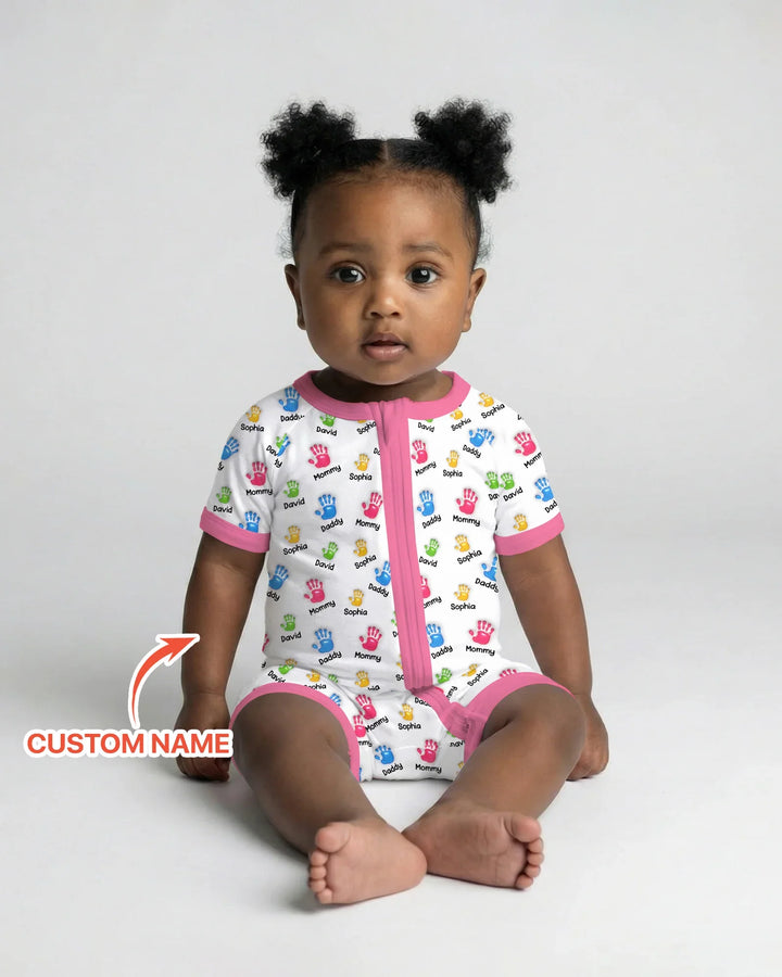First Mother Day - Handprints Bamboo Shorty Zippy