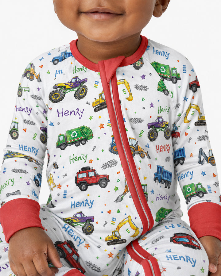 Cars And Trucks Parade Custom Name Bamboo Convertible Zippy