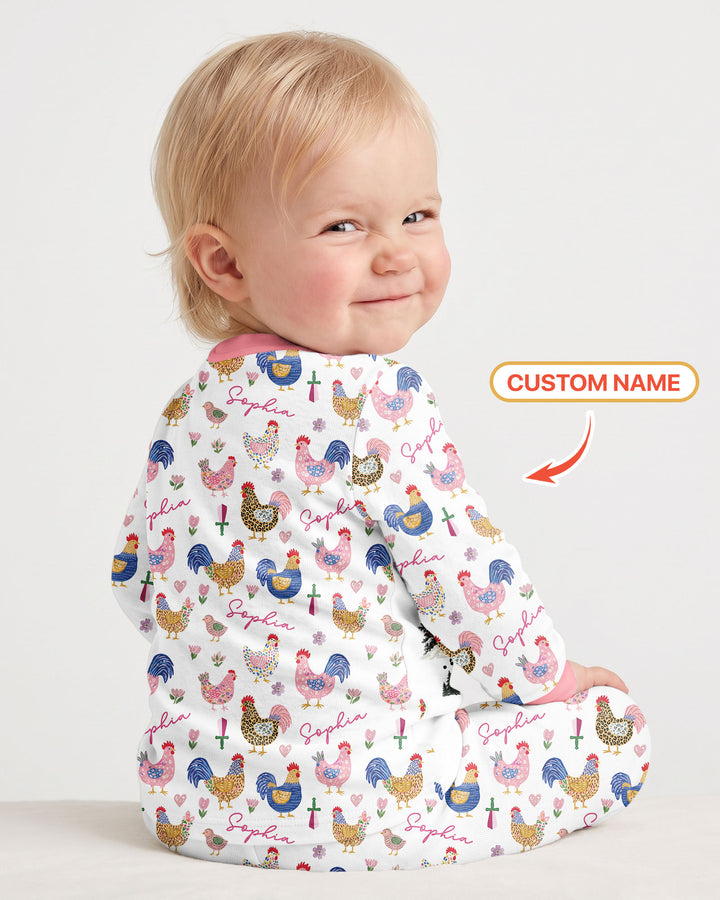 Cluck And Cozy Bamboo Two Piece Long Sleeve Pajama Set
