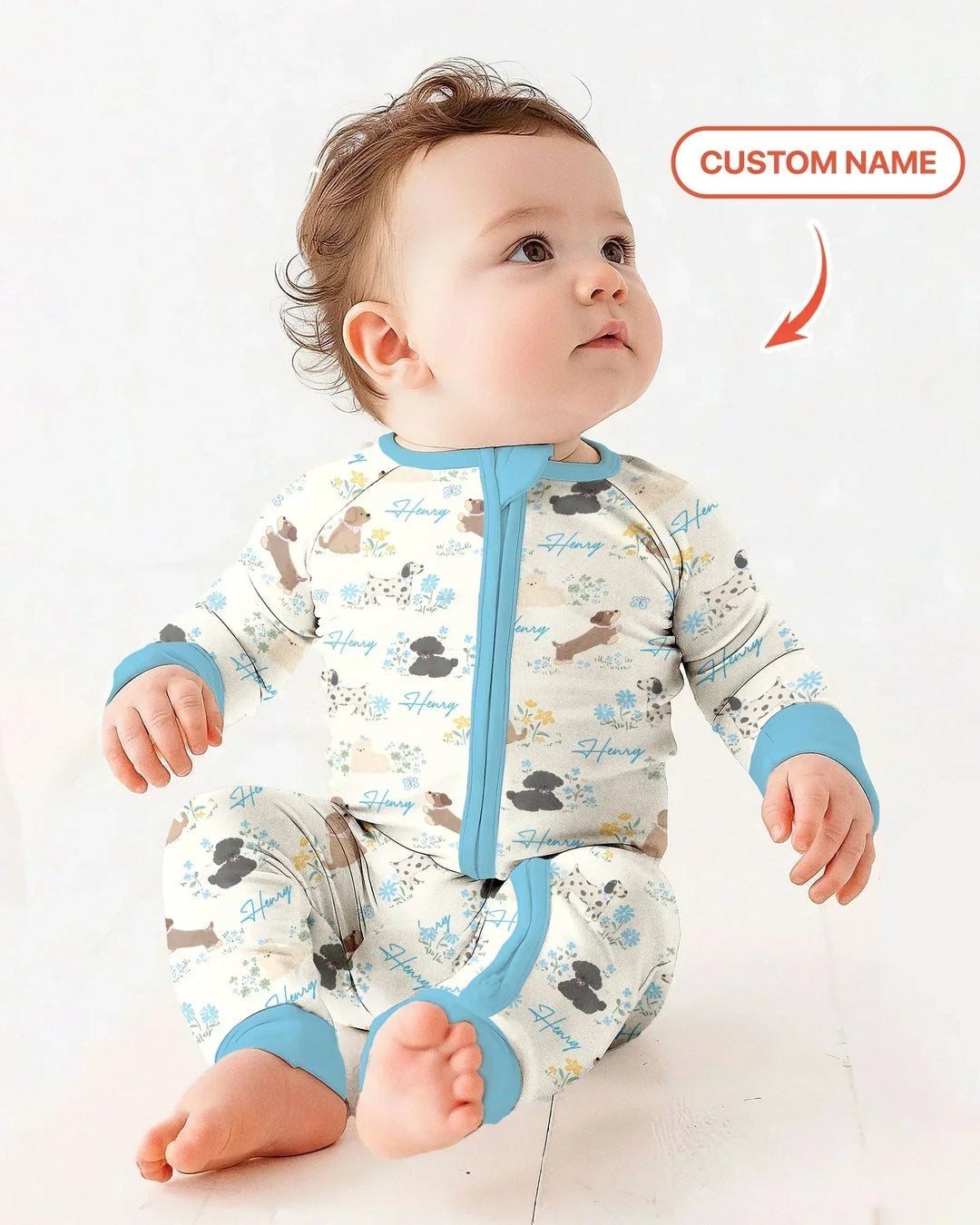 Custom Name Flower Dogs Bamboo Convertible Zippy