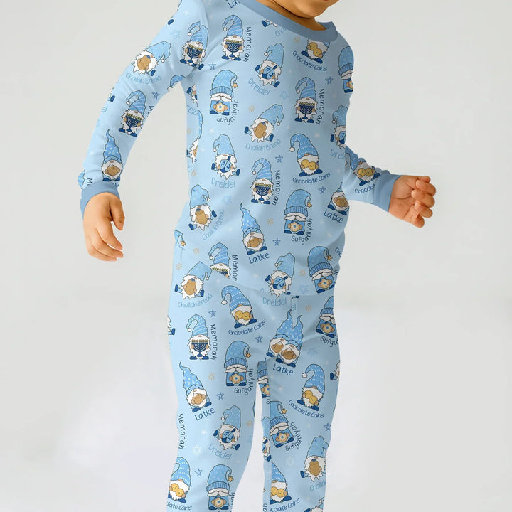 Happy Hanukkah Matching Family Two Piece Long Sleeve Pajama Set , Happy Hanukkah Matching Family Two Piece Long Sleeve Pajama Set - 12-18M / Girl
