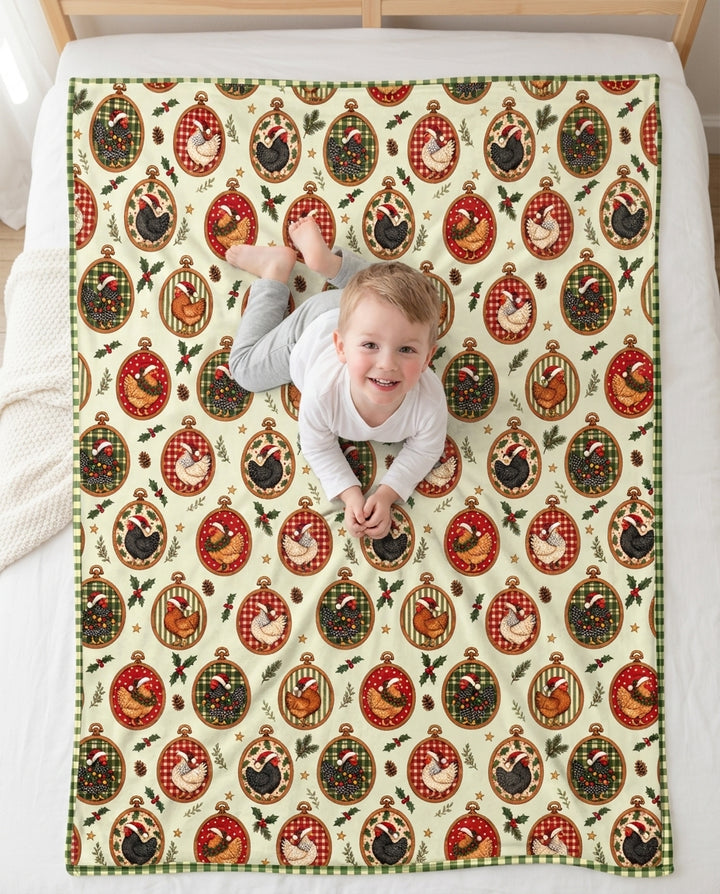 Chicken Merry Clucking Christmas  Bamboo Blanket