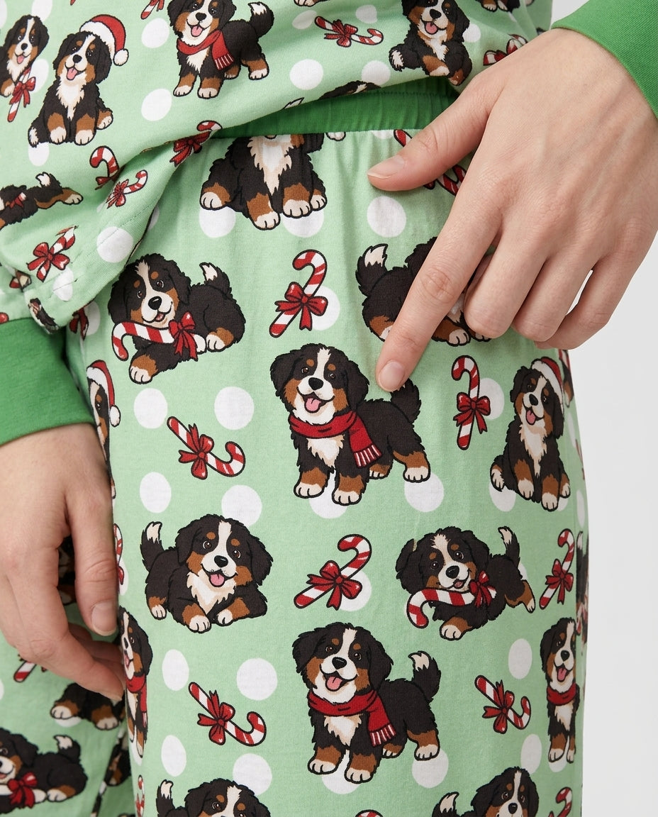 Holiday Bernese Mountain Christmas Dog Bamboo Women Pajama Set