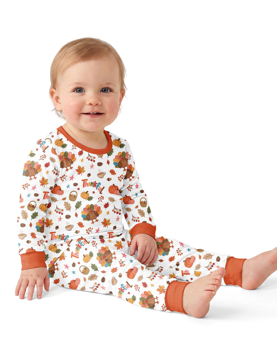Thankful Turkey Bamboo Two Piece Long Sleeve Pajama Set