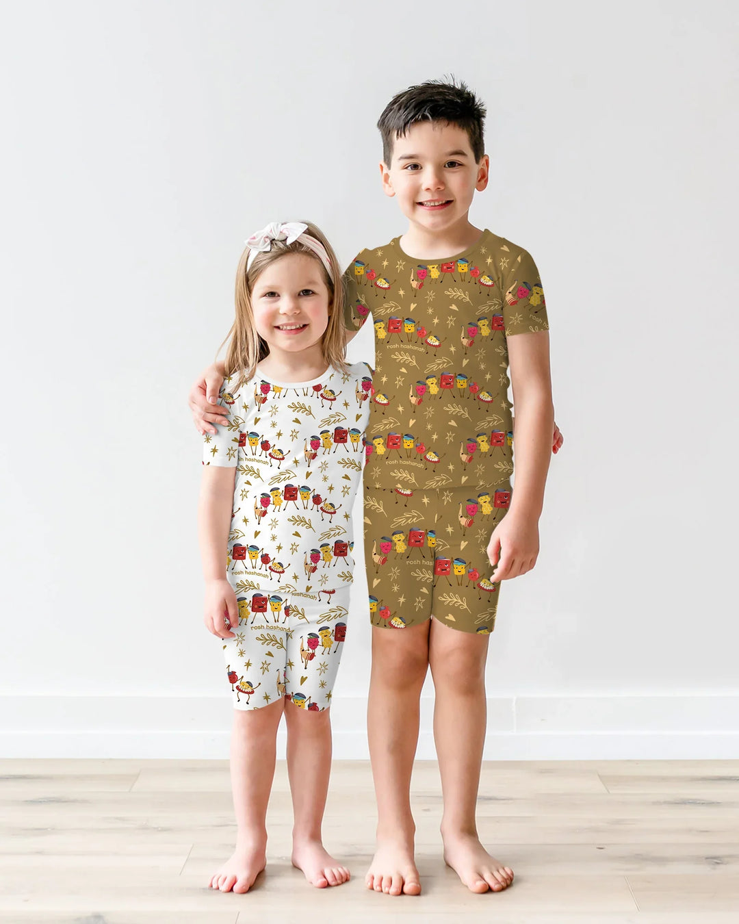 Let's Celebrate Rosh Hashanah Bamboo Two Piece Short Sleeve Shorts Pajama Set