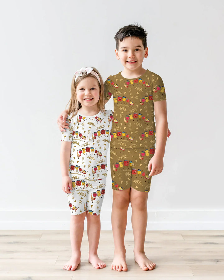 Let's Celebrate Rosh Hashanah Bamboo Two Piece Short Sleeve Shorts Pajama Set