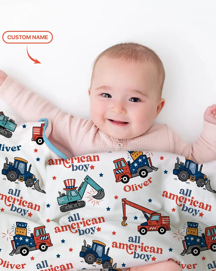Custom Name All-American Boy Bamboo Blanket