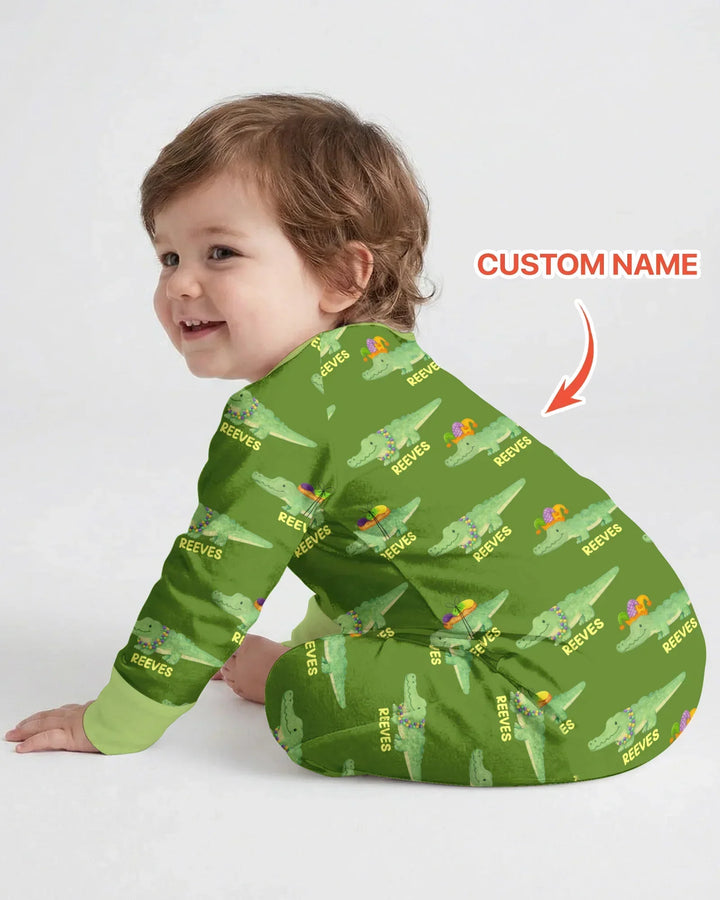 Custom Name Mardi Gras Gator Bamboo Convertible Zippy