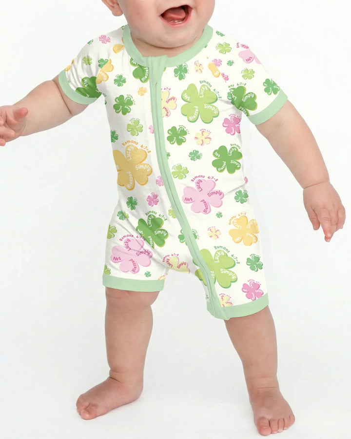 Shamrocks Print St. Patrick's Day Bamboo Shorty Zippy
