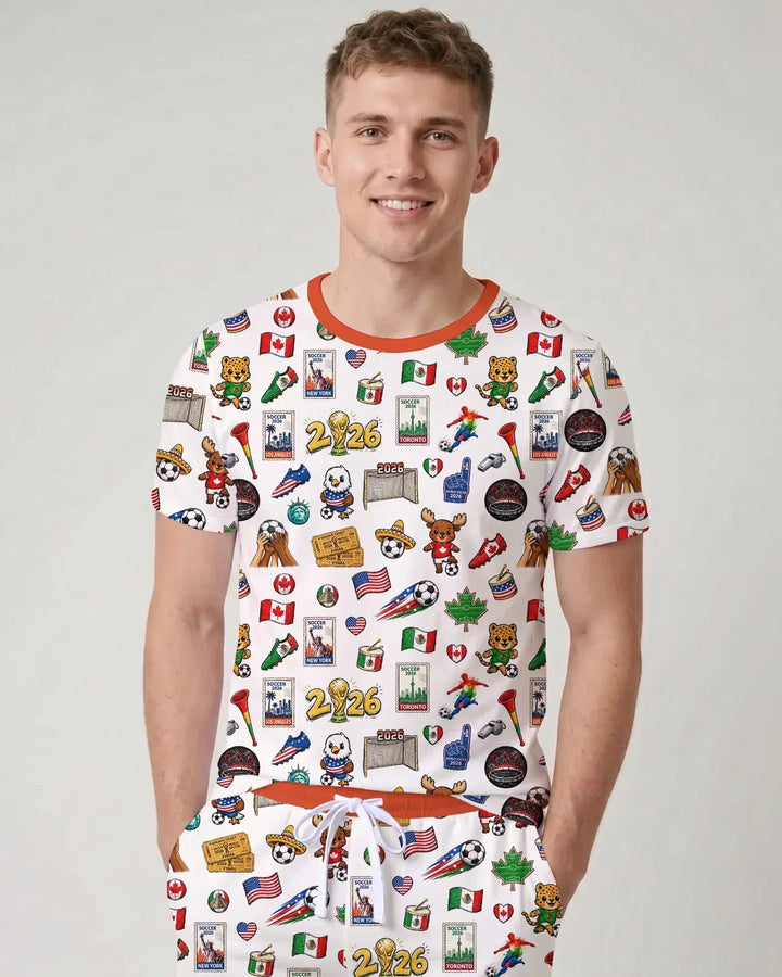 Soccer Cup 2026 Family Matching Bamboo Men Short Sleeve Short Pajama Set