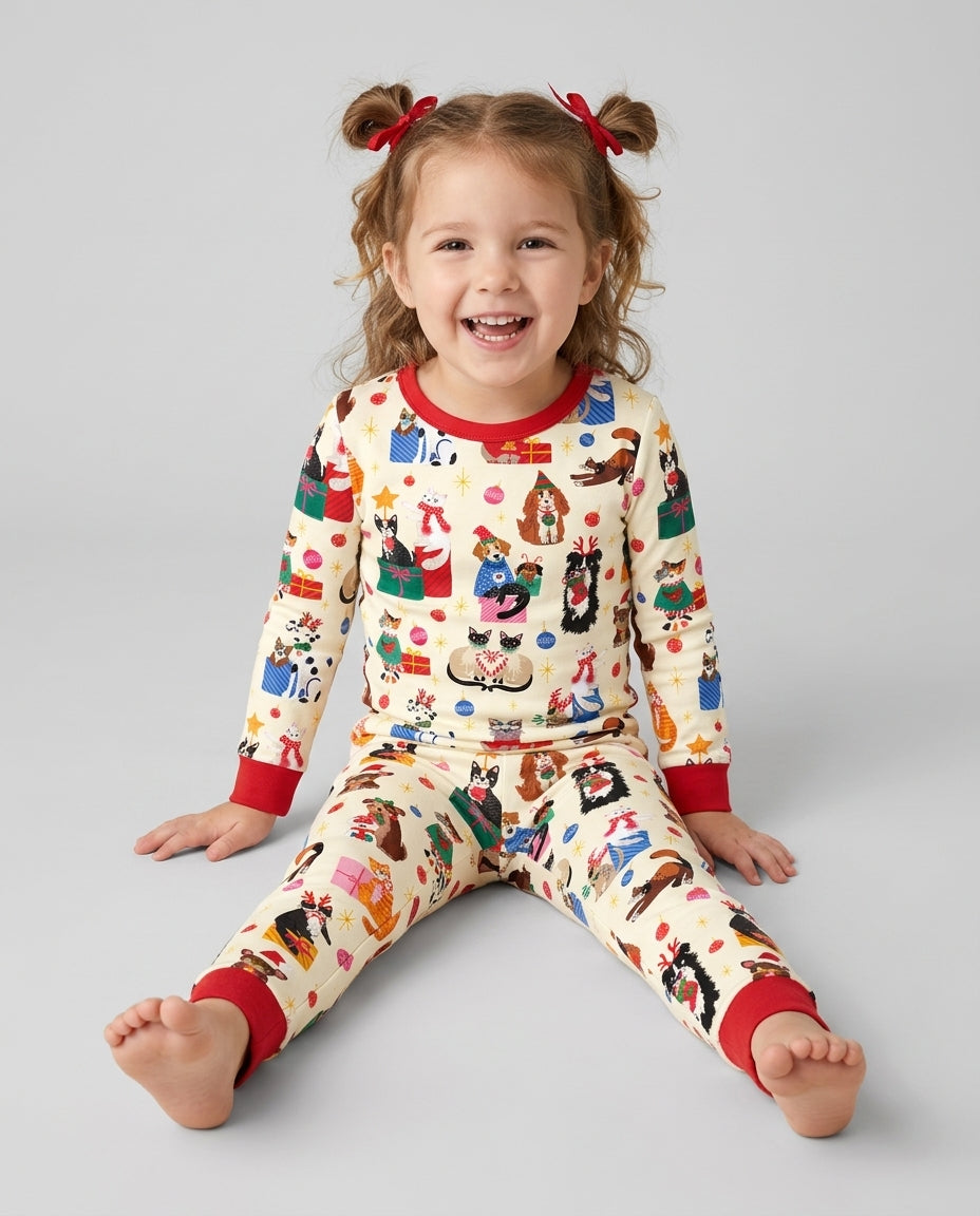 Christmas Paws Bamboo Two Piece Long Sleeve Pajama Set