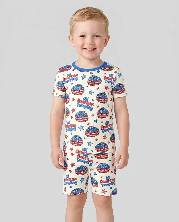All American Dumpling Bamboo Two Piece Short Sleeve Shorts Pajama Set