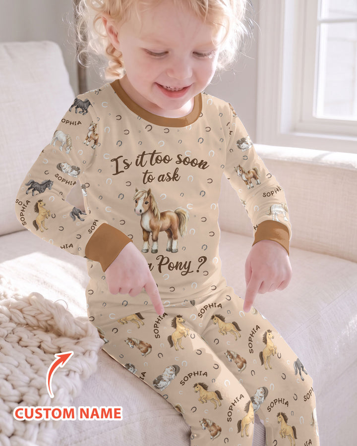 Custom Name Is It Too Soon to Ask for a Pony Bamboo Two Piece Long Sleeve Pajama Set