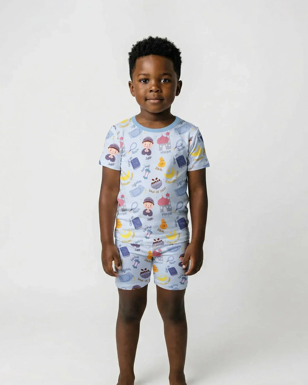 Happy Ramadhan Bamboo Two Piece Short Sleeve Shorts Pajama Set