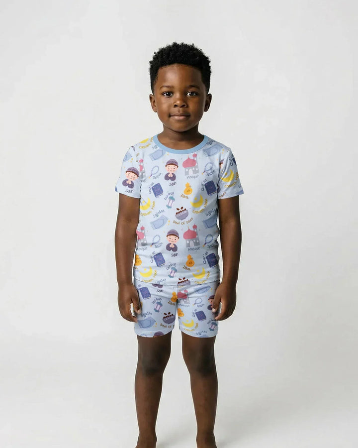 Happy Ramadhan Bamboo Two Piece Short Sleeve Shorts Pajama Set