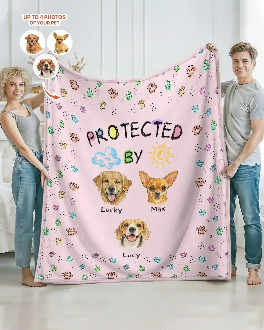 Custom Photo Crayon "Protected By" Bamboo Blanket