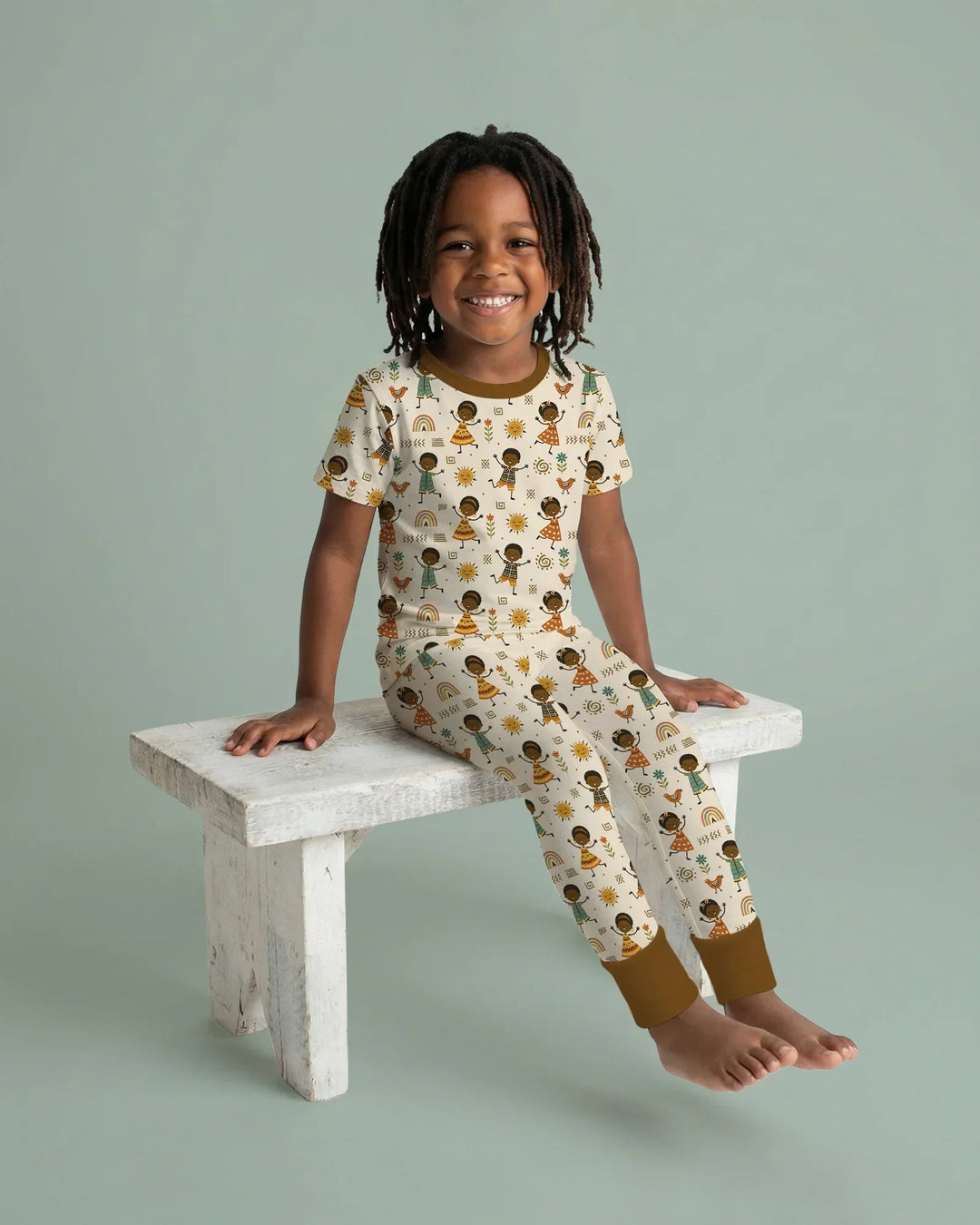 Cute African Heritage Bamboo Two Piece Short Sleeve Pajama Set