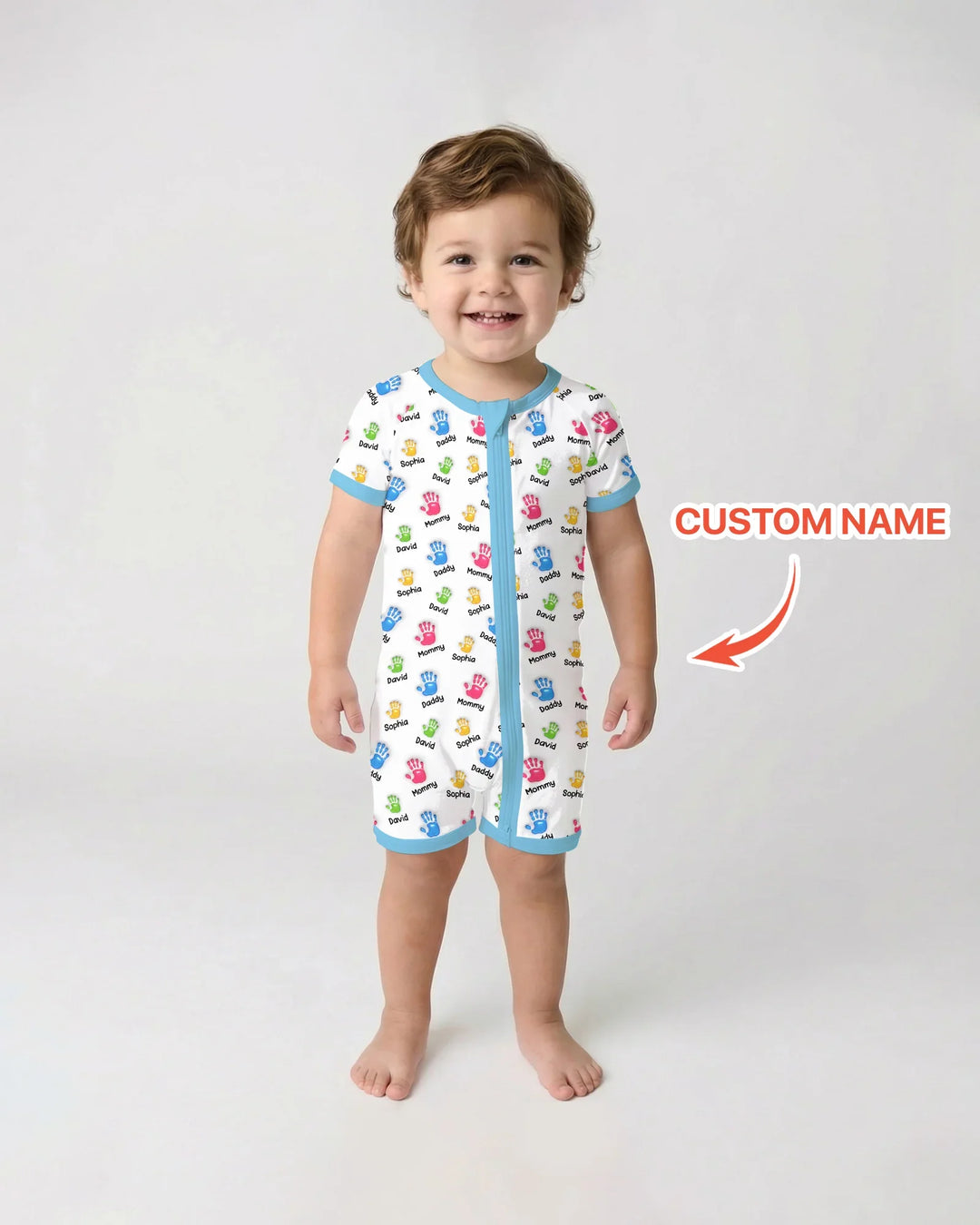 First Mother Day - Handprints Bamboo Shorty Zippy