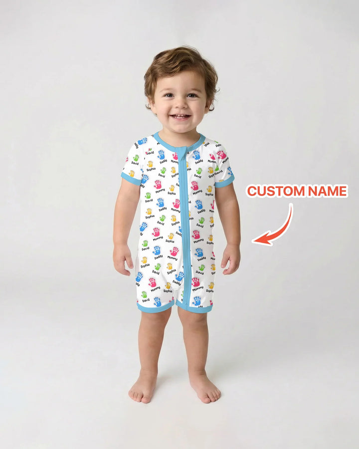 First Mother Day - Handprints Bamboo Shorty Zippy