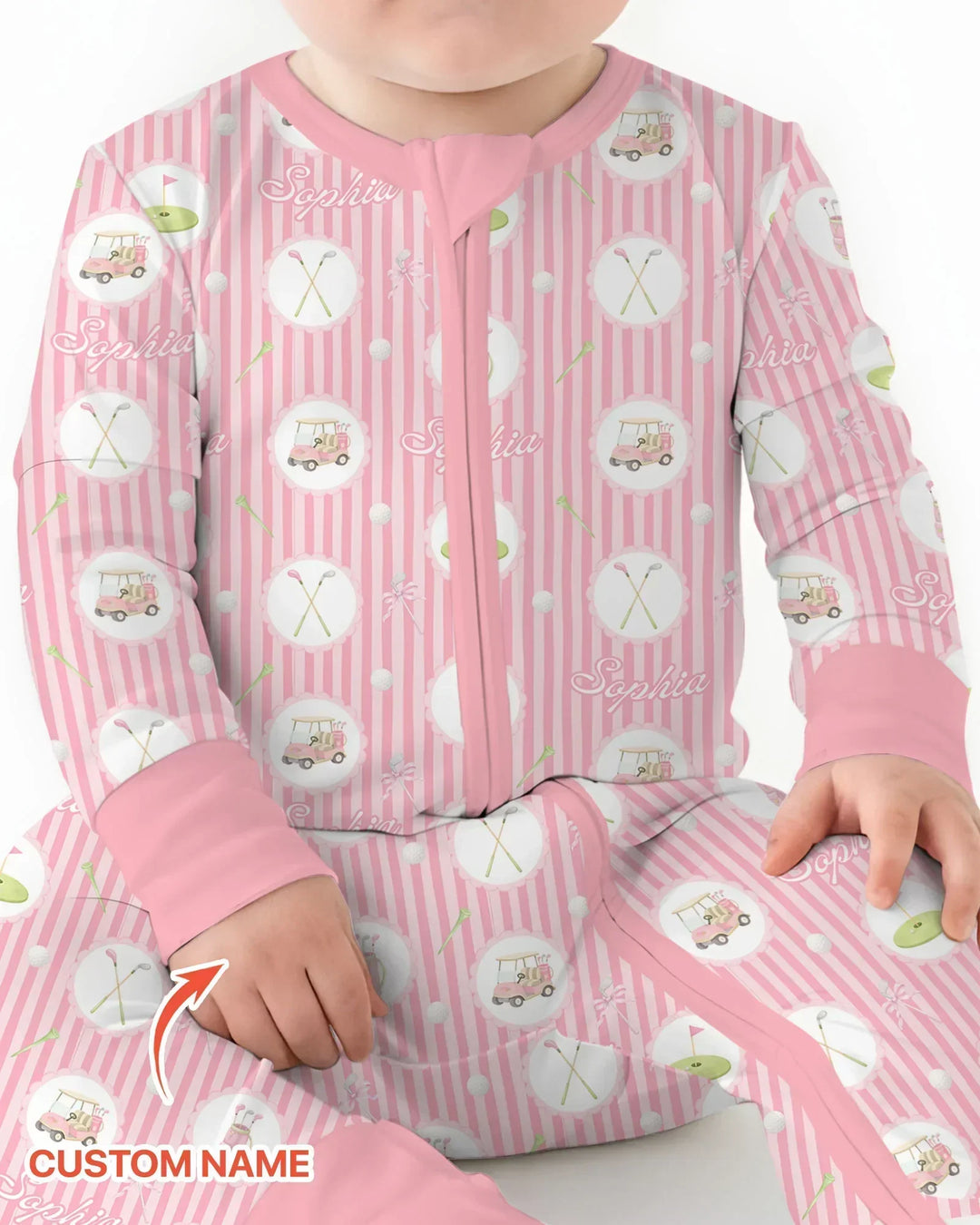 Custom Name Pink Golf Girl Bamboo Convertible Zippy