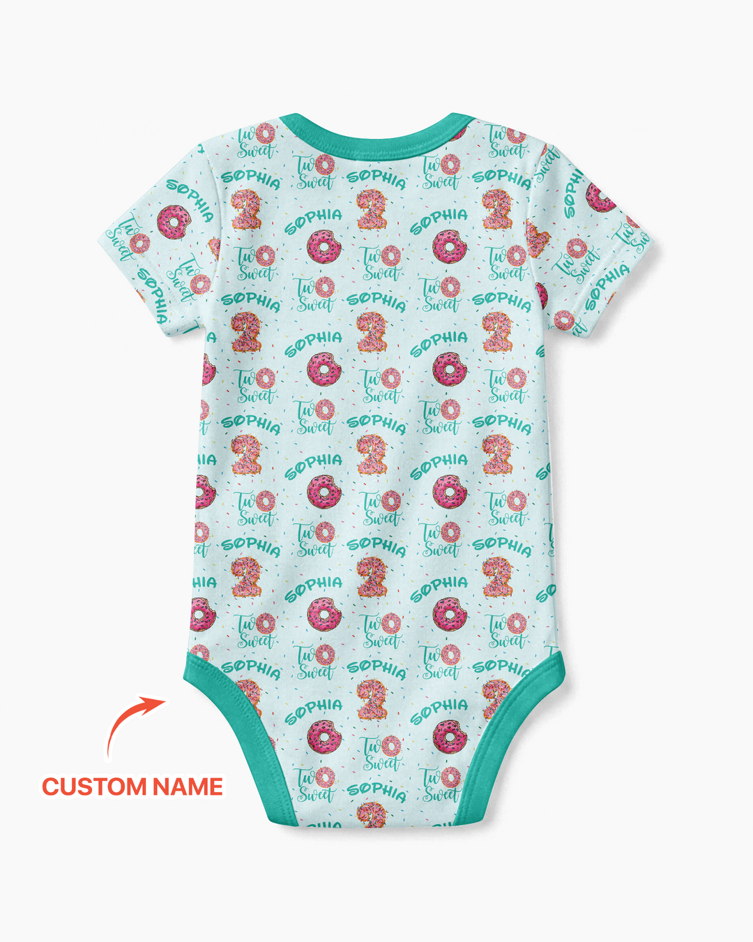 Custom Name Two Sweet Donut Bamboo Bodysuit