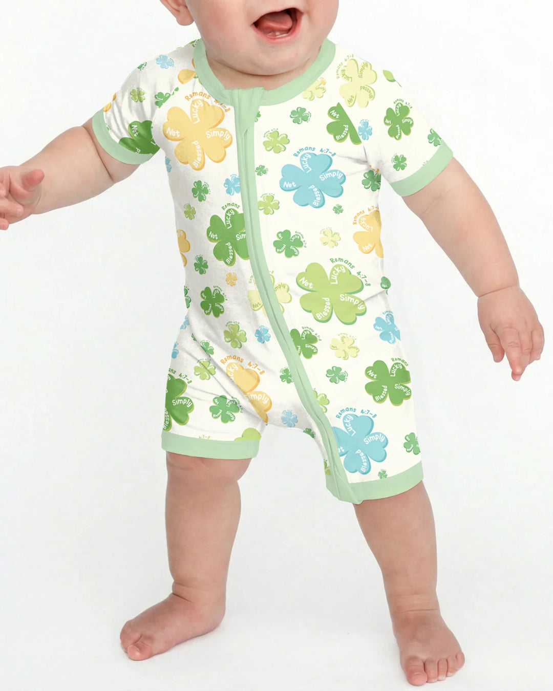 Shamrocks Print St. Patrick's Day Bamboo Shorty Zippy