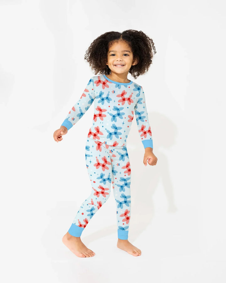 American Balloon Dog Party Bamboo Two Piece Long Sleeve Pajama Set