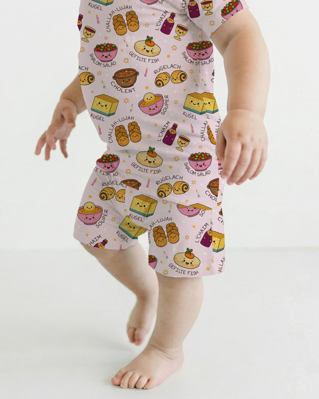 Shabbat Shalom Bamboo Two Piece Short Sleeve Shorts Pajama Set