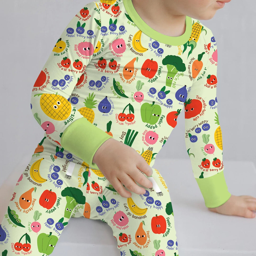 Little Veggie Garden Bamboo Two Piece Long Sleeve Pajama Set