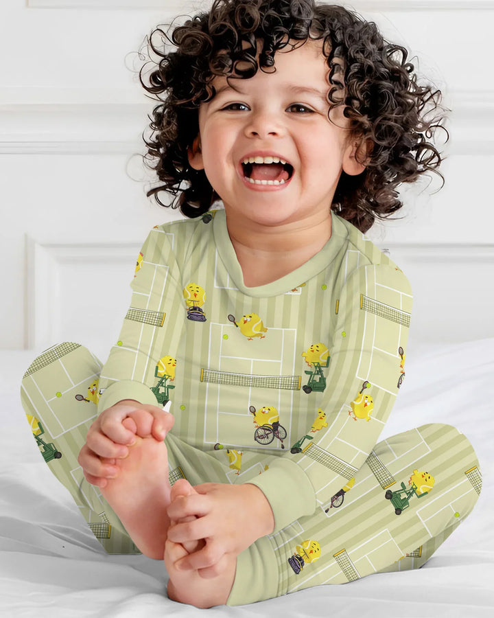 Tennis Bamboo Two Piece Long Sleeve Pajama Set