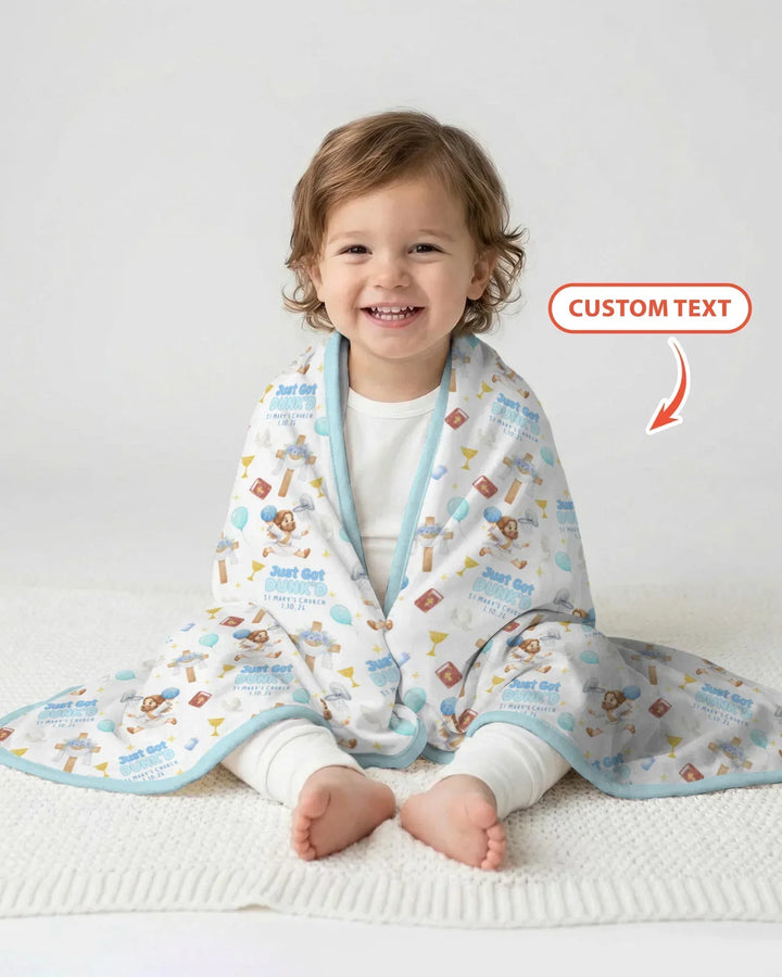 Custom Name Baptism Just Got Dunk'd Bamboo Blanket