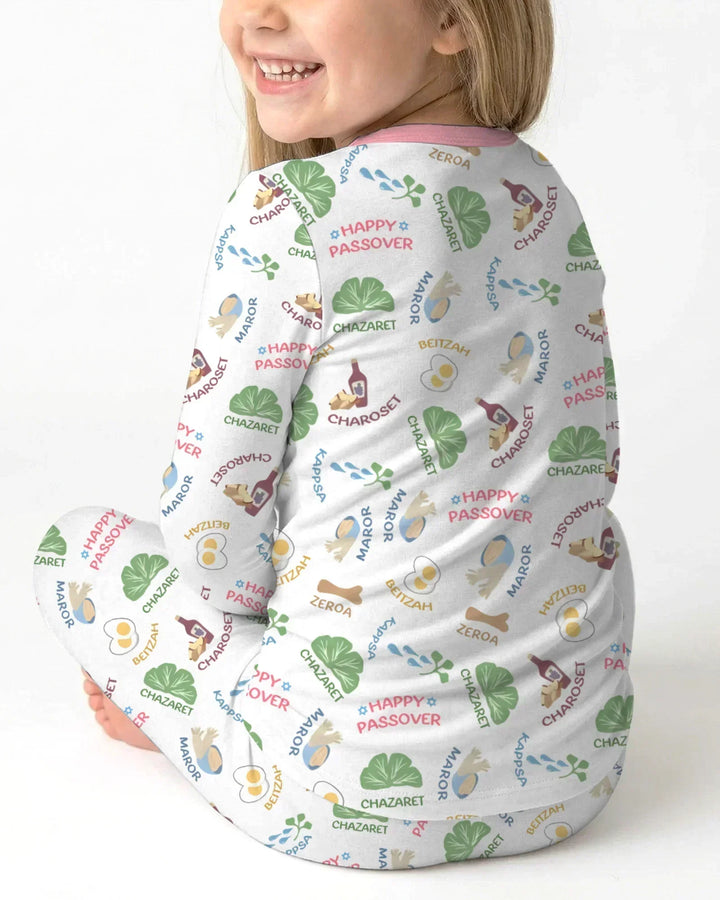 Happy Passover Matching Family Bamboo Two Piece Long Sleeve Pajama Set