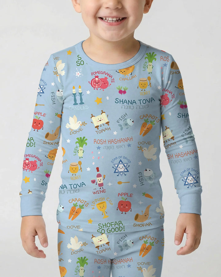 Family Rosh Hashanah Matching Bamboo Two Piece Long Sleeve Pajama Set
